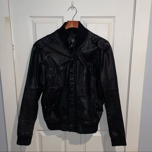 EXPRESS MENS GENUINE LEATHER BOMBER JACKET